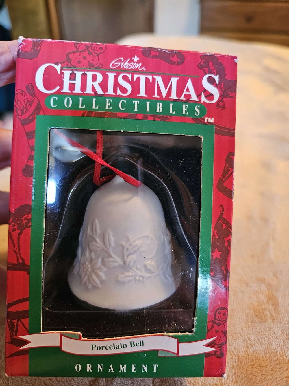 Gibson Christmas Collectibles Porcelain Bell Ornament - White